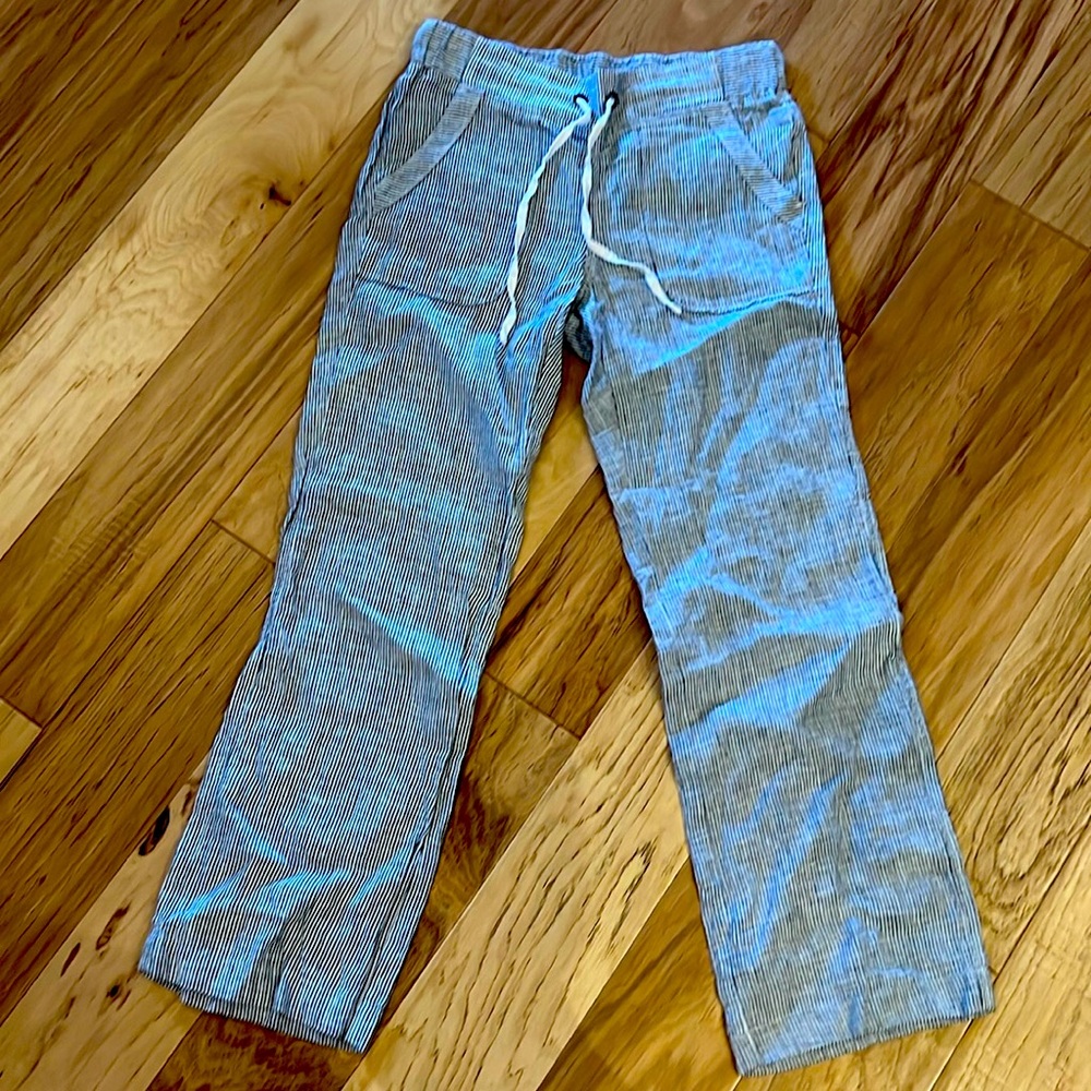 Athlete linen striped pants with drawstring and pockets